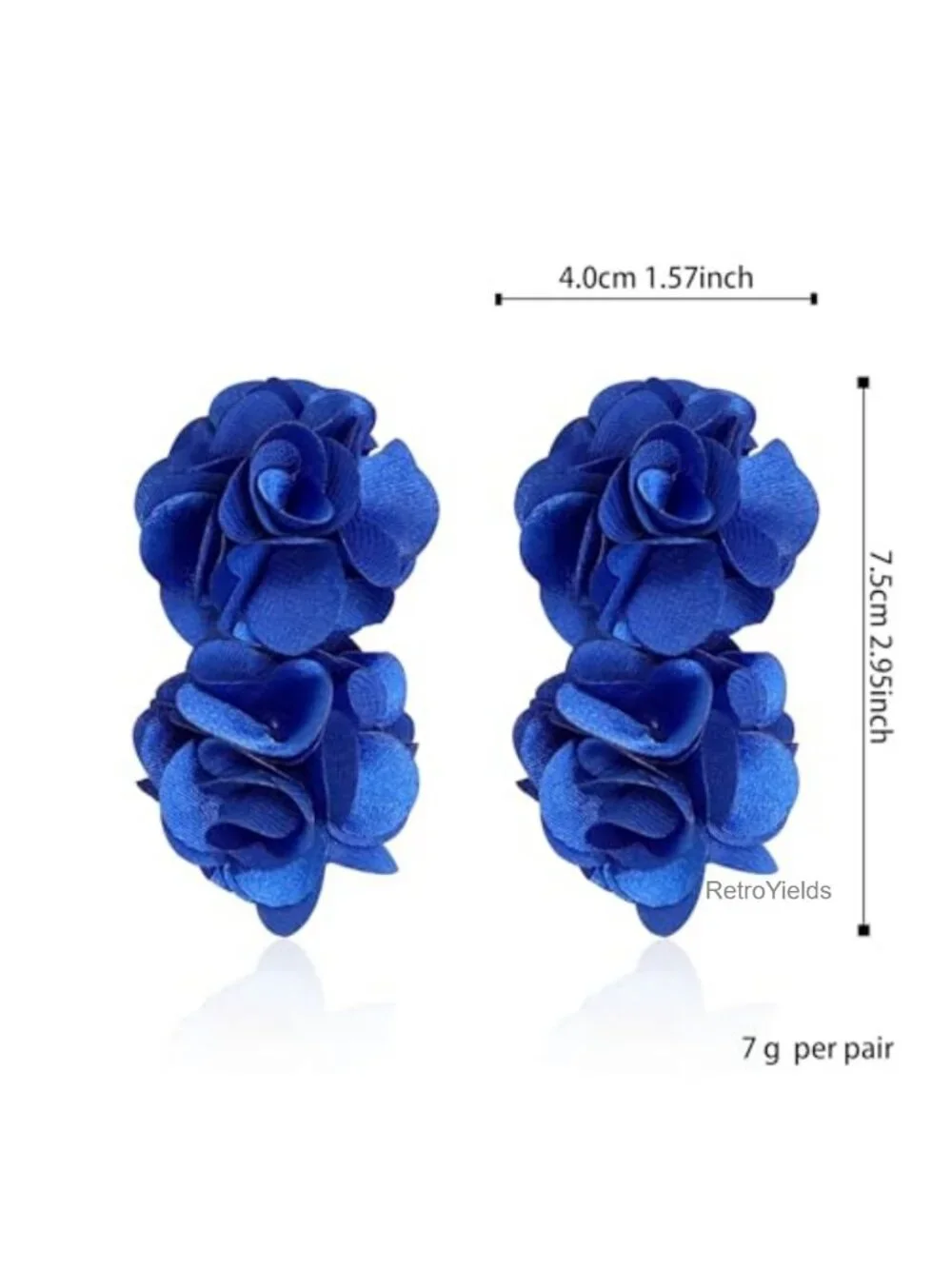 Oversized Boho Fabric Flower Dangle Earrings for Women | Statement Drop